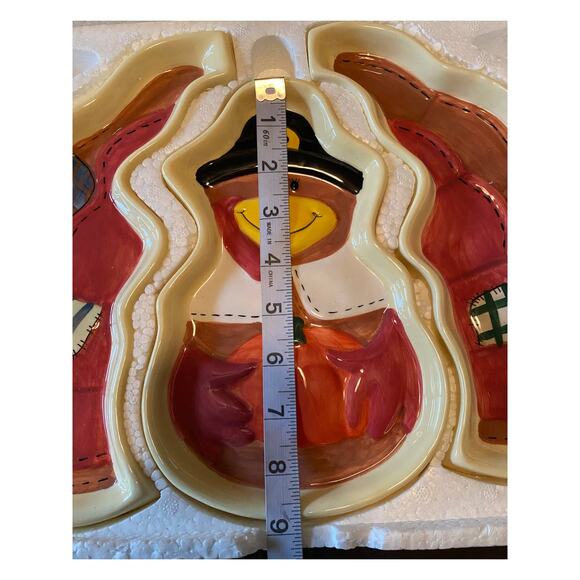 Transfar International Corp. Turkey Plates 3 Pieces Ceramic Thanksgiving Painted - Picture 3 of 4